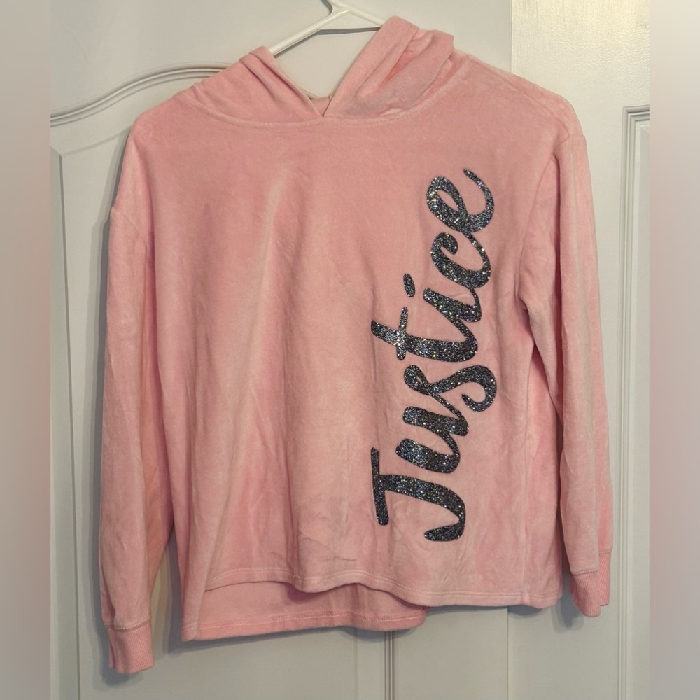 Pink Justice Hoody with Glitter Writing